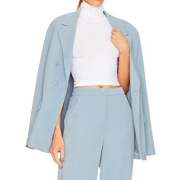 We wore what double breasted blazer women size medium Storm Baby blue NWT - Picture 5 of 9